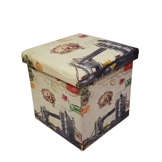 Folding Storage Ottoman Foot Rest & Stool - London Bridge