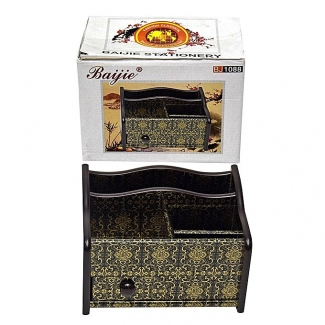 Wooden Pen & Stationery Holder Bj1088 ? Multi-Compartment Desk Organizer