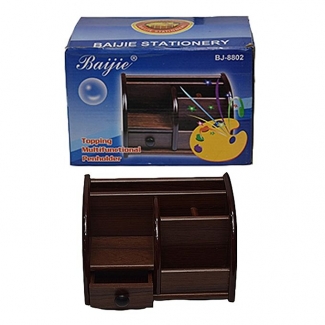 Wooden Pen & Stationery Holder Bj8802 Brown with Elegant and Stylish Design