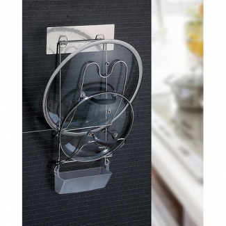 Wall Mounted Pot Lid and Water Tray Storage Rack with Washable Stick, No Drilling Needed Price in Pakistan | LAPTAB