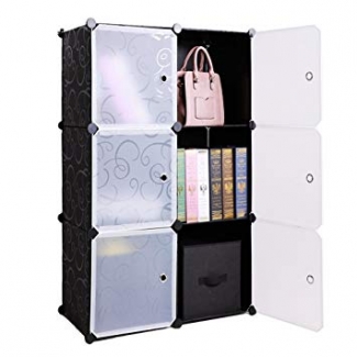 White Black Wardrobe Organizer Rack For Kids - 6 Cubes