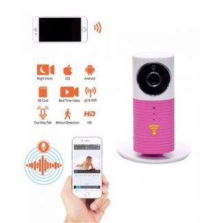 HD Wifi Smart IP Camera Pink with Night Vision, Two-Way Audio, Motion Detection