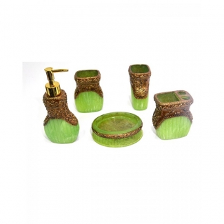 Bathroom Accessories Set 5 Pieces Acrylic Material Green for Daily Use Price in Pakistan | LAPTAB