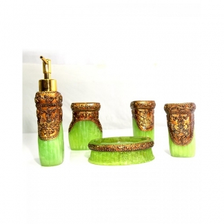 Bathroom Accessories Set 5 Pieces Acrylic Material Green for Daily Use Price in Pakistan | LAPTAB