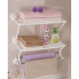 Double Layer Double Rods Shelf with Magic Suction Cup for Bathroom Storage Price in Pakistan | LAPTAB
