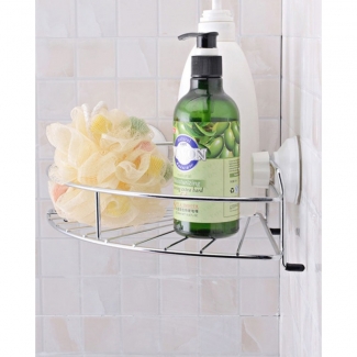 Fan Shaped Metal Suction Cup Shelf - Durable, No Drilling, Space-Saving Organizer
