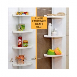 Four Layers Extendable Corner Shelf Adjustable 105-275 cm for Bathroom Kitchen Bedroom Storage Price in Pakistan | LAPTAB