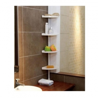 Four Layers Extendable Corner Shelf Adjustable 105-275 cm for Bathroom Kitchen Bedroom Storage