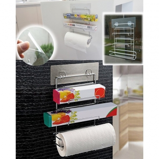 Removable Preservative Film Storage Shelf for Smooth Surfaces, No Drilling Needed