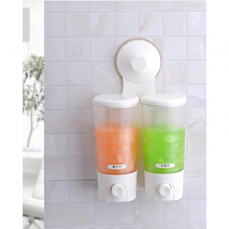 Double Liquid Soap Dispenser with Magic Suction Cup and Three Handles for Stability