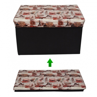 Foldable Storage Stool Seat Suede Cube Ottoman Bench-red