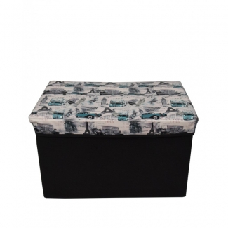 Foldable Storage Stool Seat Suede Cube Ottoman Bench in Blue with Storage Price in Pakistan | LAPTAB