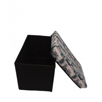 Foldable Storage Stool Seat Suede Cube Ottoman Bench in Blue with Storage Price in Pakistan | LAPTAB
