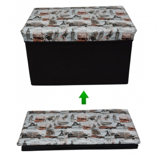 Foldable Storage Stool Seat Suede Cube Ottoman Bench-orange