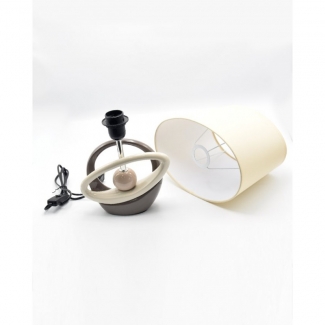 Side Table Ceramic Lamp Circle Off White with Dim LED Warm Glow and Minimalist Design Price in Pakistan | LAPTAB
