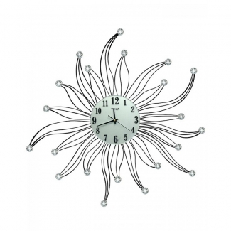 Diamante Spiral Wall Clock Silver And Black