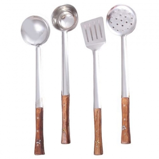 4 Pcs Kitchen Cooking Spoons Silver