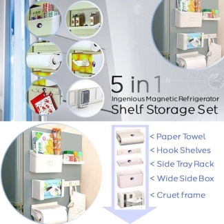 5 in 1 Magnetic Shelf Storage Set for Fridge ? No Screw Kitchen Organizer Price in Pakistan | LAPTAB
