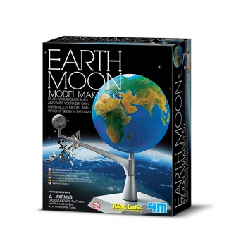 4M Earth and Moon Model Making Kit with Glow-in-the-Dark Paint and Stand