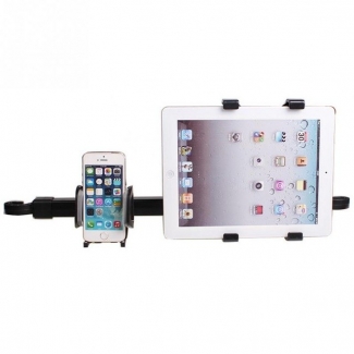 Tablet & Smartphone Car Back Seat Twin Holder - Black