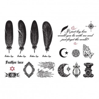 Feather Wing English Alphabet Moon Pattern Waterproof Temporary Tattoo Price in Pakistan | LAPTAB