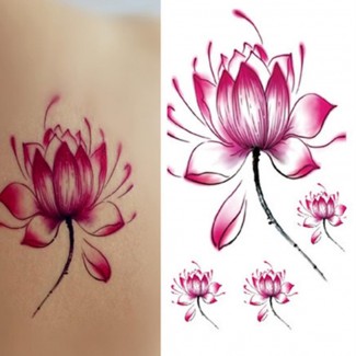 Temporary Body Art Lotus Flower Tattoo Set, 1 Large 8x5.5cm and 3 Small 2x2cm Designs Price in Pakistan | LAPTAB