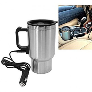 Heated Stainless Steel Car Coffee Mug with 12V Charger, USB, and No-Spill Lid Price in Pakistan | LAPTAB