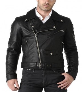 Mens Biker Style Leather Jacket MB11