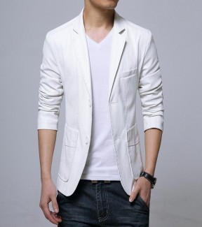 Men's Slim Fit Coat White MC 3