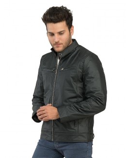 Black Slim Fit Leather Jacket For Mens new