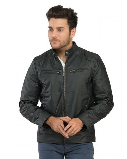 Black Slim Fit Leather Jacket For Mens new Price in Pakistan | LAPTAB