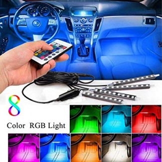 4-Piece 8 Color RGB LED Car Interior Lighting Kit with Wireless IR and Music Control Price in Pakistan | LAPTAB