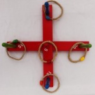 Wooden Throw Circle Game with Color-Coded Dowels, Braided Rope Rings, and Solid Wood Base Price in Pakistan | LAPTAB