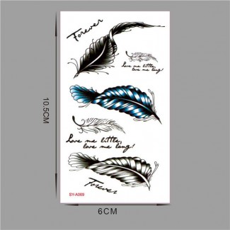 Pack of 3 Temporary Text Feather Tattoos, High Quality, 10.5 x 6 cm Each Price in Pakistan | LAPTAB