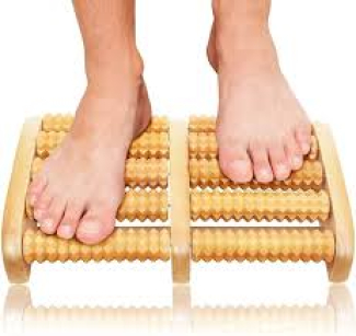 Traditional Wooden Roller Foot Massager for Pain Relief and Improved Circulation