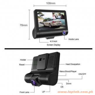WDR Dashcam 3 Camera Lens Car DVR Full HD 1080P with Infrared Night Vision and Built-In Stereo Price in Pakistan | LAPTAB