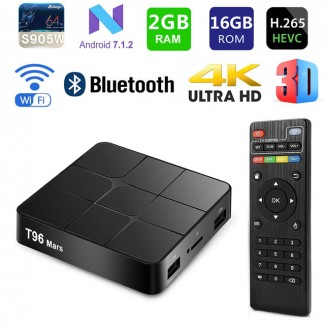 T96 A95X Pro Android 7.1 TV Box 2GB RAM 16GB ROM 4K UHD Amlogic Media  Player with Voice Remote 2.4G WiFi Media Streaming Device - T96 