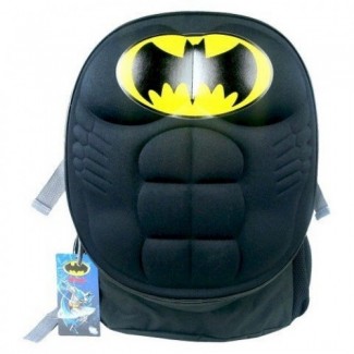 Batman Backpack Molded Muscle Chest Black/Grey, 2 Compartments, Adjustable Straps, 16