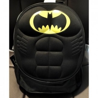 Batman Backpack Molded Muscle Chest Black/Grey, 2 Compartments, Adjustable Straps, 16