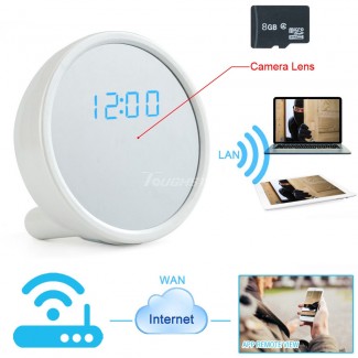 Mini Rechargeable Clock with WiFi Hidden Camera, HD 1080P, Alarm, Snooze, and Voice Time Broadcast Price in Pakistan | LAPTAB