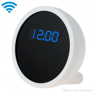 Mini Rechargeable Clock with WiFi Hidden Camera, HD 1080P, Alarm, Snooze, and Voice Time Broadcast