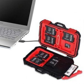 LYNCA Waterproof Memory Card Case with USB 3.0 Reader Holds 9 MSD & 7 SD Cards Price in Pakistan | LAPTAB
