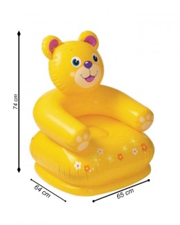 Intex Happy Animal Kids Air Chair with Pump, Yellow, Soft Plush Cartoon Design Price in Pakistan | LAPTAB
