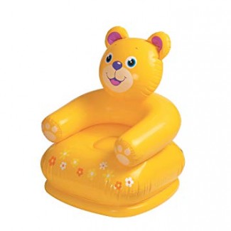 Intex Happy Animal Kids Air Chair with Pump, Yellow, Soft Plush Cartoon Design Price in Pakistan | LAPTAB