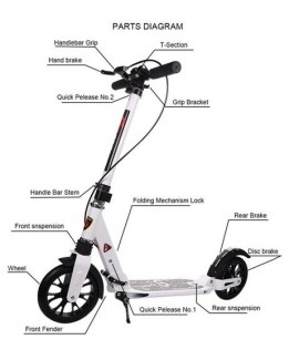 Aluminium PU Wheels Adult Kick Scooter with Hand Brake, Dual Suspension, Foldable Frame, and Rear Disc ABS Brake Price in Pakistan | LAPTAB