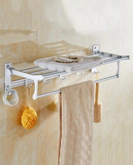 Aluminum Folding Double Bar Wall-Mounted Bathroom Rack