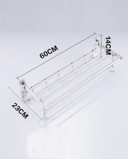 Aluminum Folding Double Bar Wall-Mounted Bathroom Rack with 7 Moveable Hooks Price in Pakistan | LAPTAB