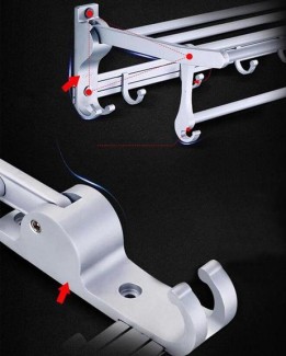 Aluminum Folding Double Bar Wall-Mounted Bathroom Rack with 7 Moveable Hooks Price in Pakistan | LAPTAB