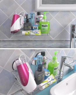 Bathroom Kitchen Chrome Shelf Rack with Magic Suction Cups, Rust-Resistant Aluminum Price in Pakistan | LAPTAB