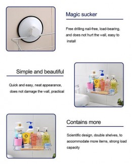 Bathroom Kitchen Chrome Shelf Rack with Magic Suction Cups, Rust-Resistant Aluminum Price in Pakistan | LAPTAB